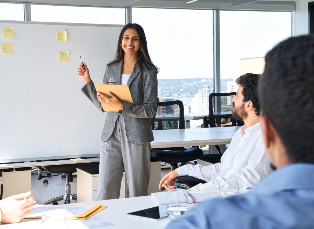 Businesswoman presenting in office